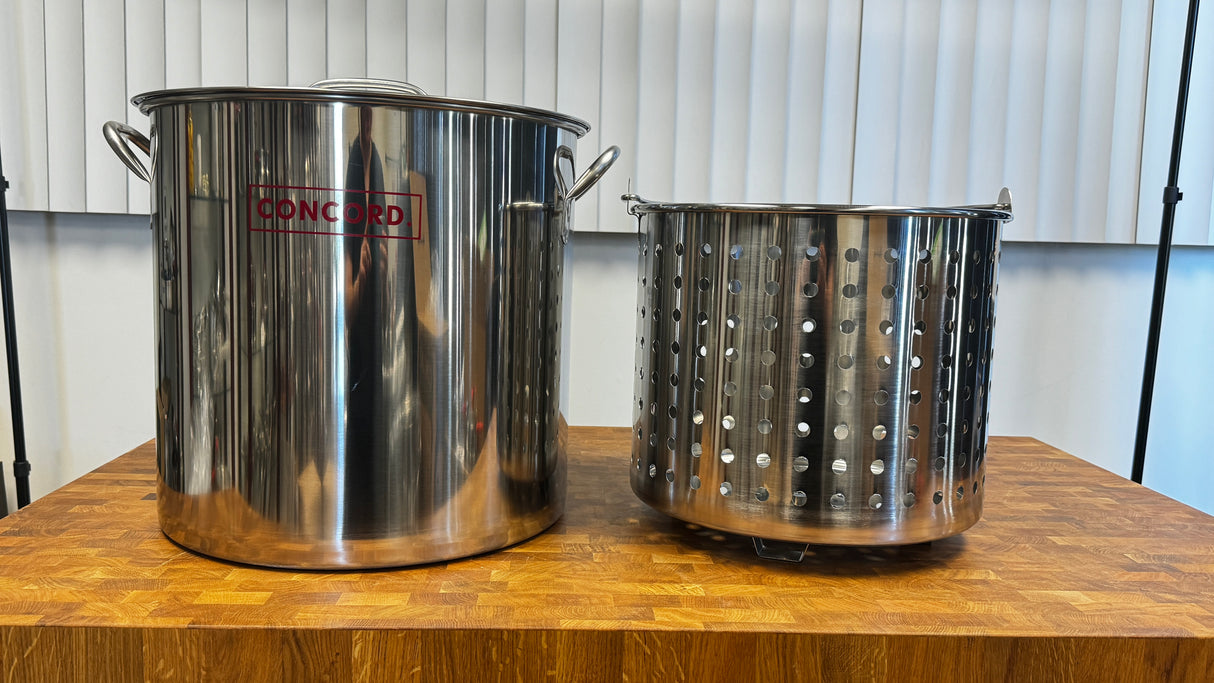 Sold As-Is: S-Series Stainless Steel Stock Pot with Steamer Basket (53QT) - Damaged