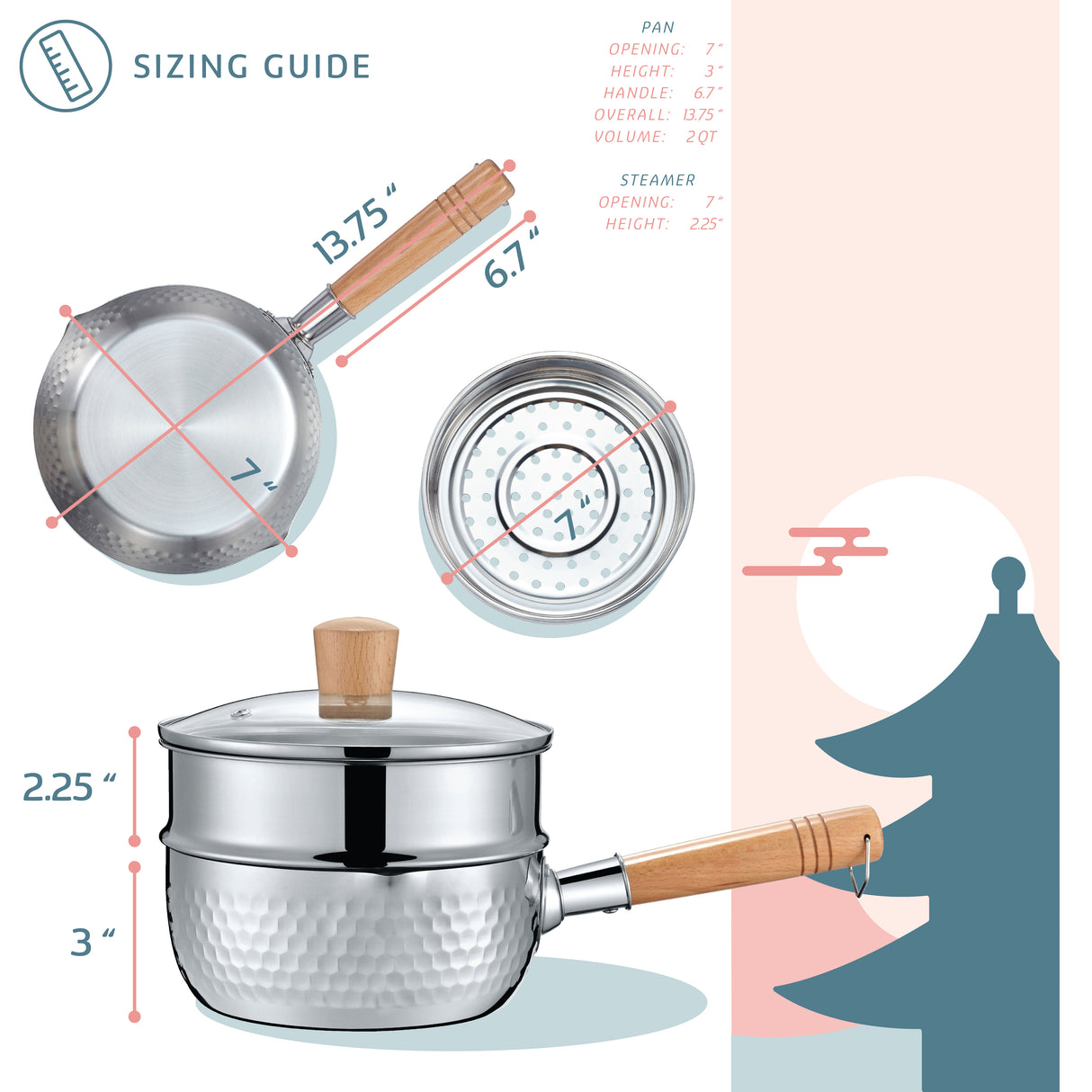 2 QT Yukihira Pan with Steamer