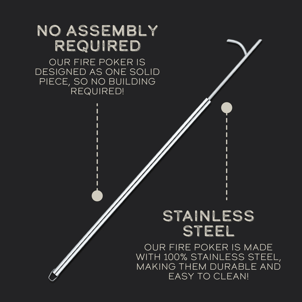 43" Stainless Steel Fire Poker