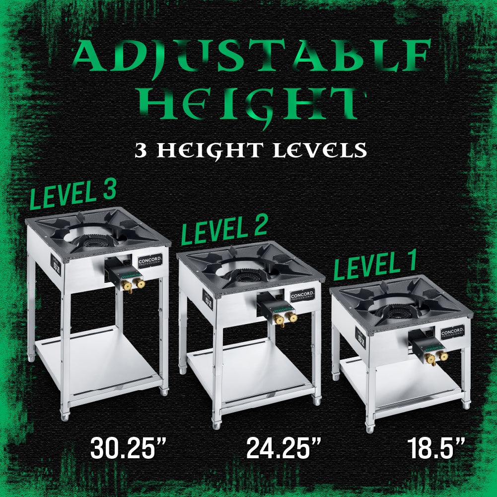 Hades Burner adjustable height information