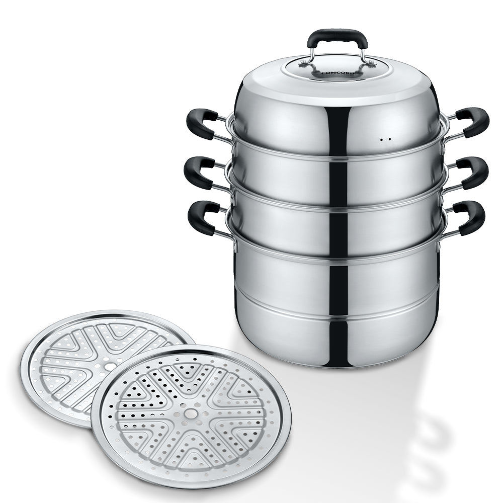 3 Tier Premium Stainless Steel Steamer Set (32 CM)