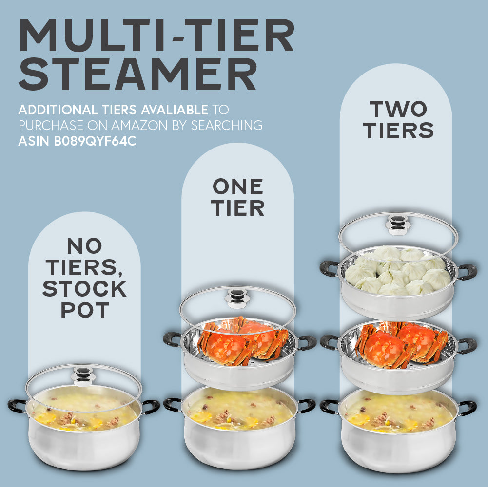 Stainless Steel 3 Tier Steamer Pot (30cm)