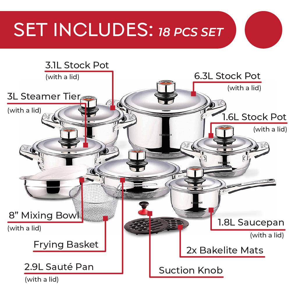 Swiss Inox 18 PCS Cookware Set – Concord Cookware Inc