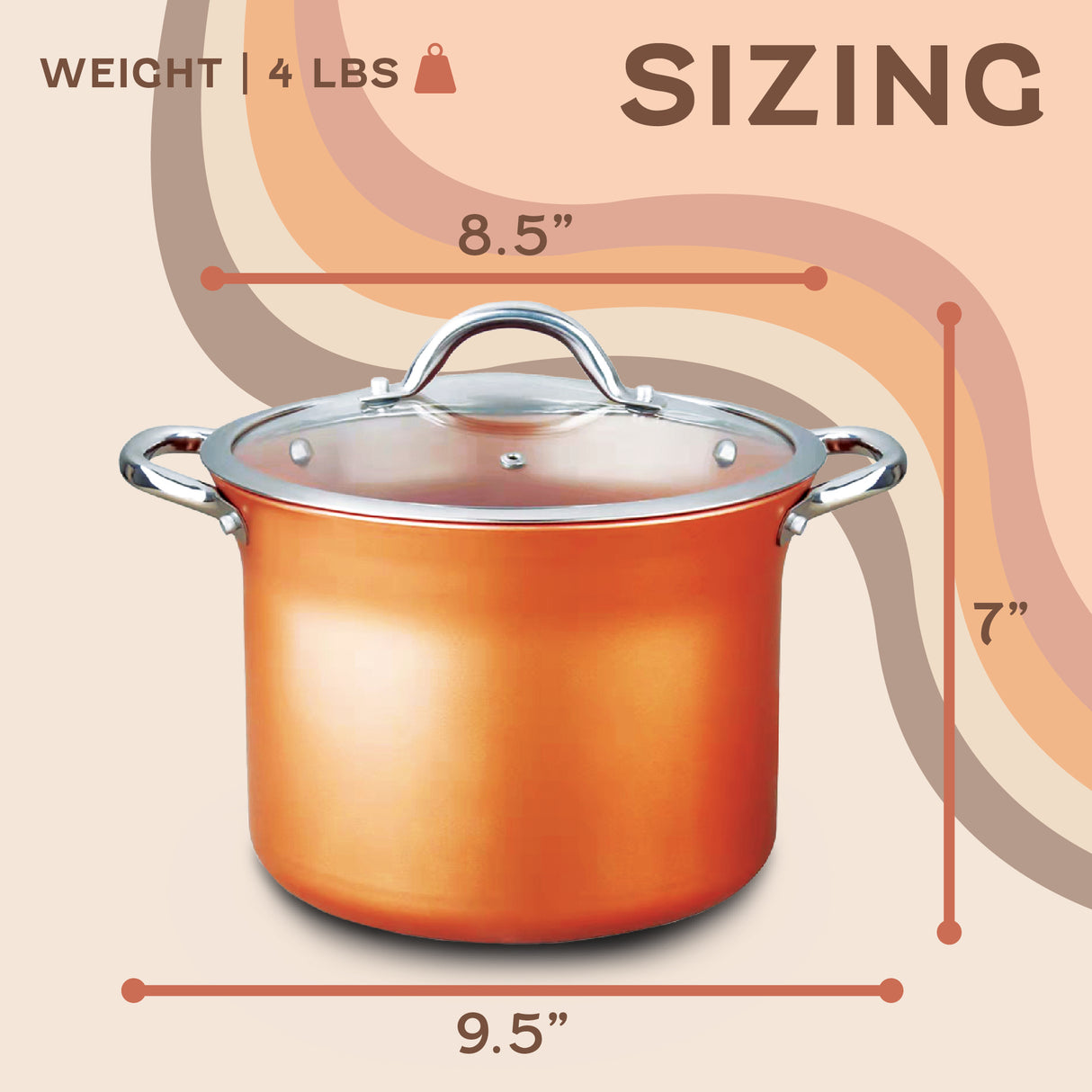 Concord Copperamic nonstick stock pot sizing information