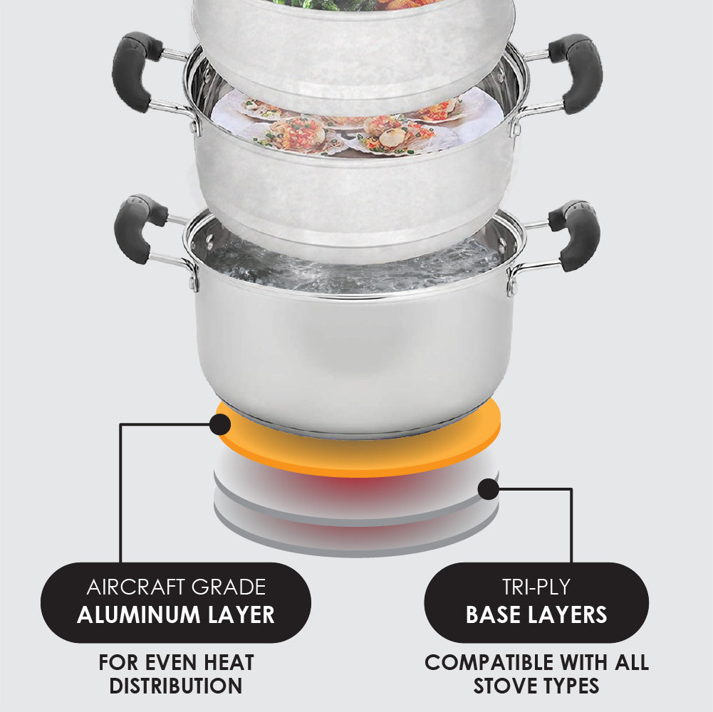 10" Stainless Steel 3 Tier Steamer