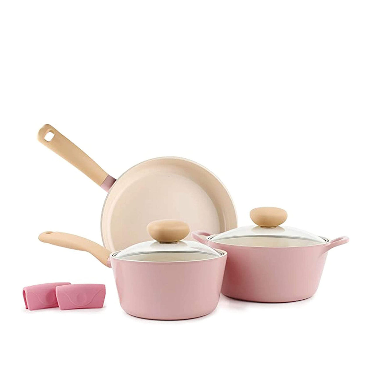 cookware in-the-pink  Cookware set, Pots and pans sets, Ceramic