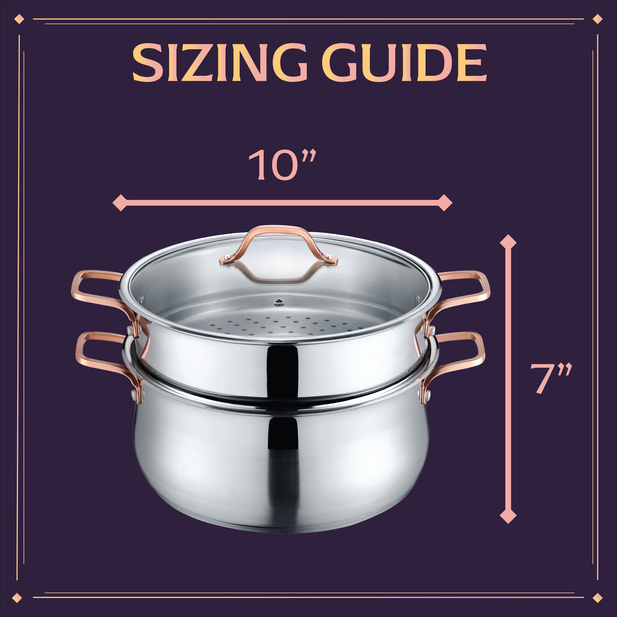 2 Tier Steamer With Rose Gold Handles