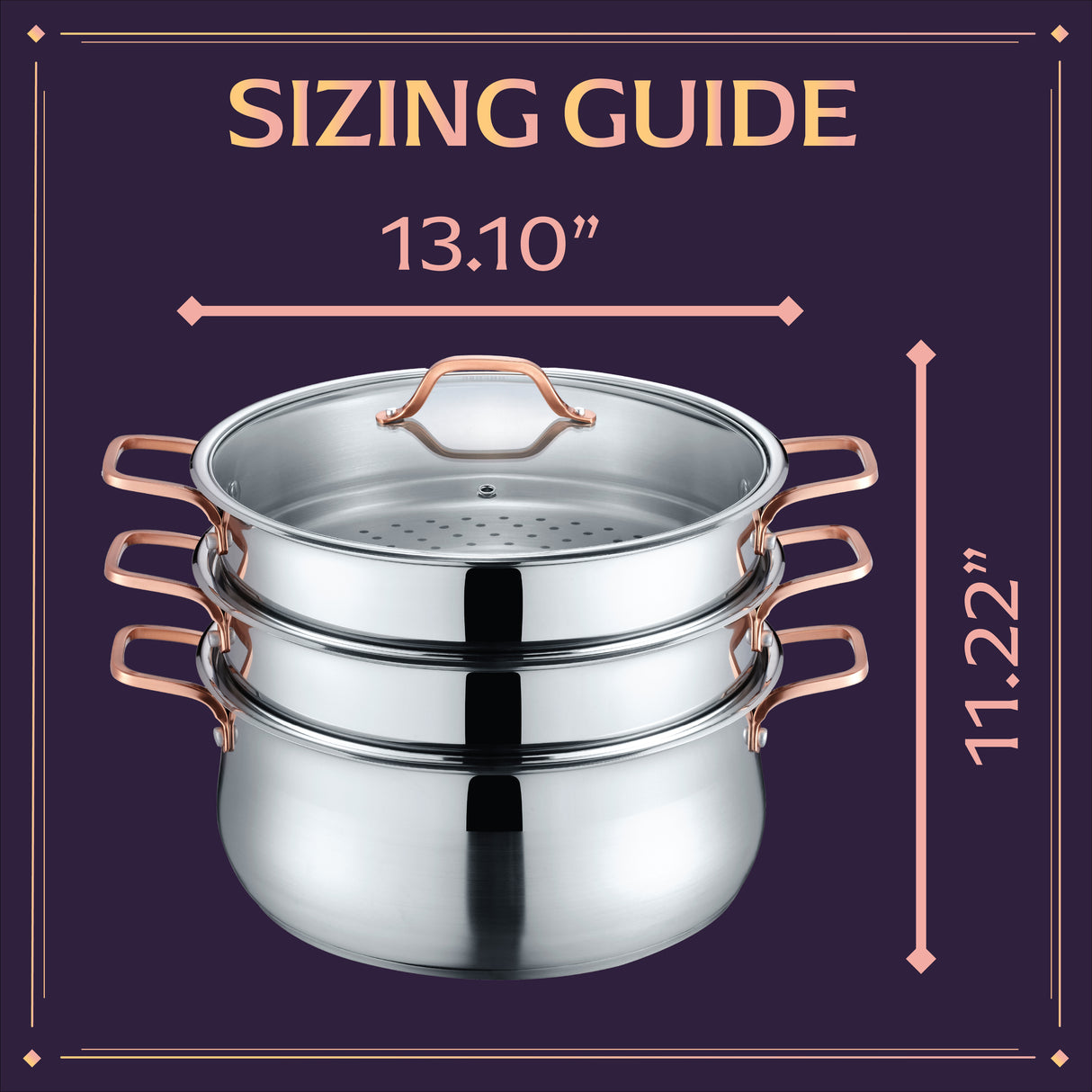 3 Tier Steamer w/ Rose Gold Handles