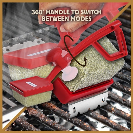 Scrub safe bristle free grill brush 360 handle 