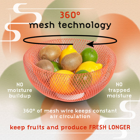 Concord Kyoto Series fruit basket holding fruits showcasing the 360 degree mesh technology