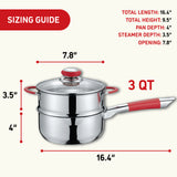 Simple Pour Stainless Steel Saucepan with Steamer Tier