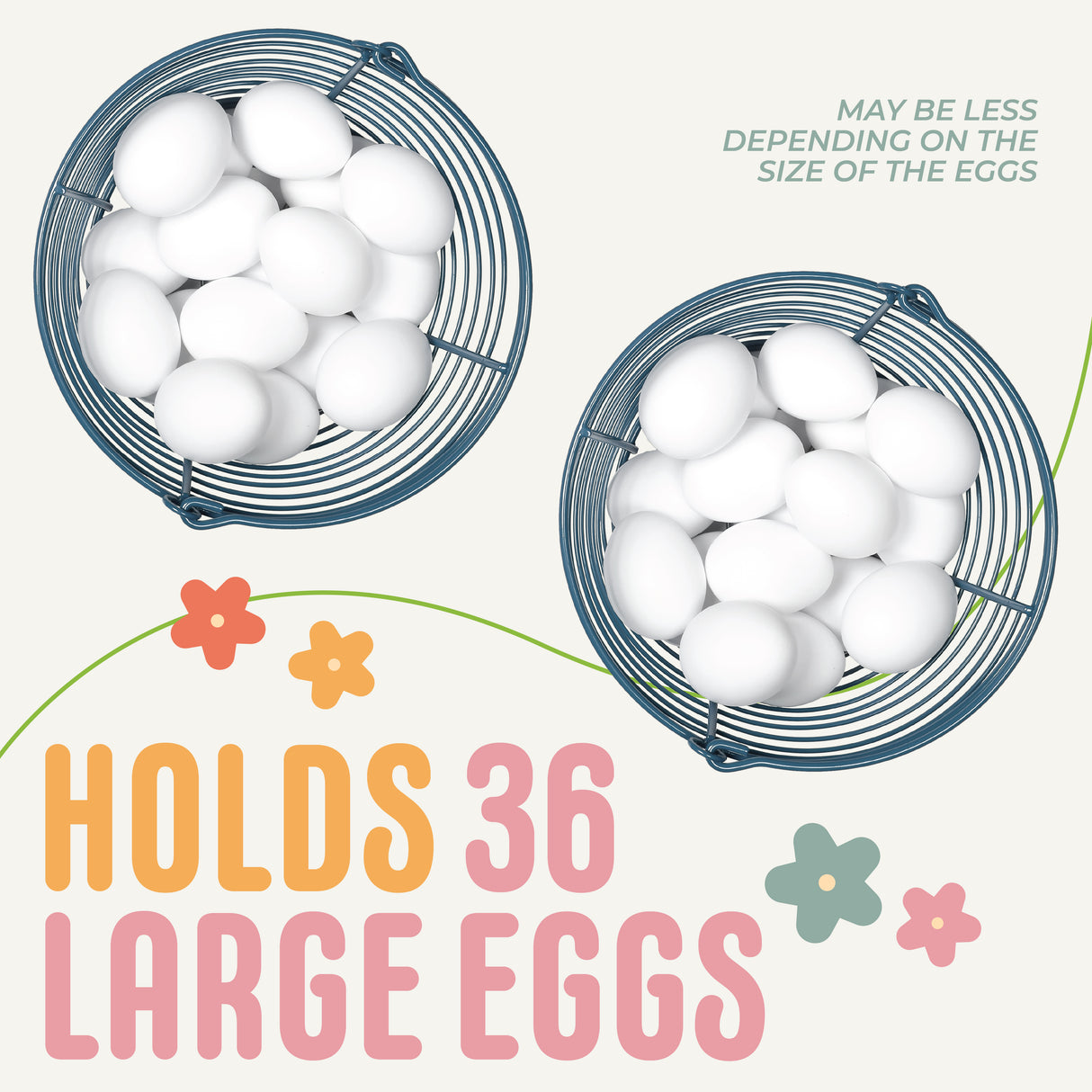Concord egg baskets hold up to 36 large eggs per basket