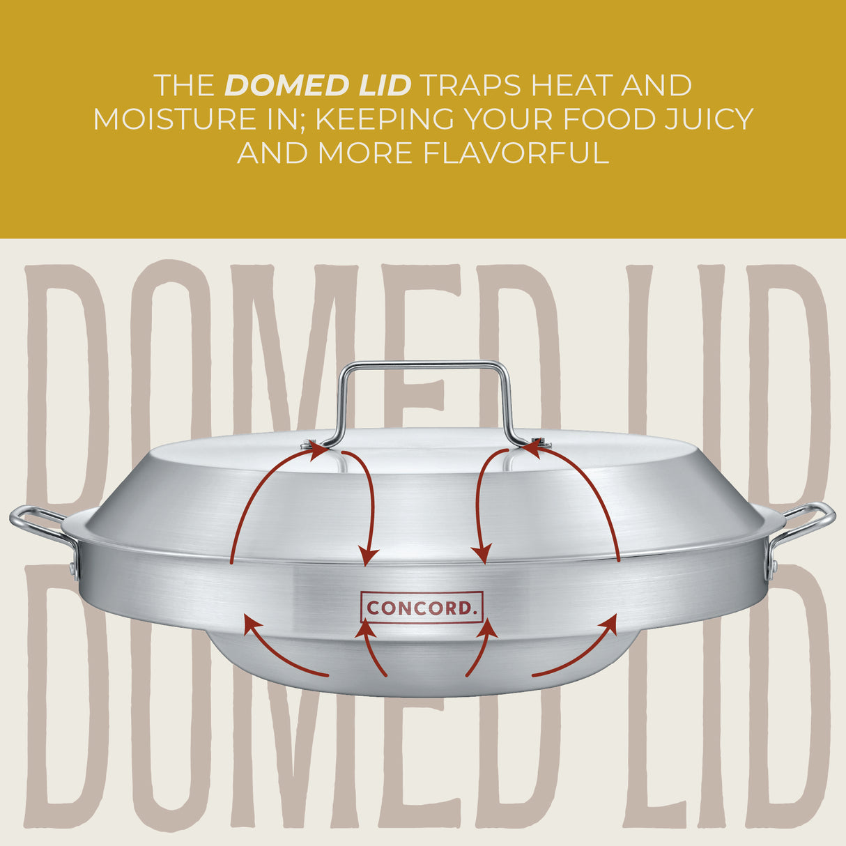 Concord comal lid is dome shaped, trapping moisture in