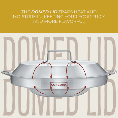 Concord comal lid is dome shaped, trapping moisture in