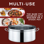 Stainless Steel Stock Pot Steamer and Braiser Combo