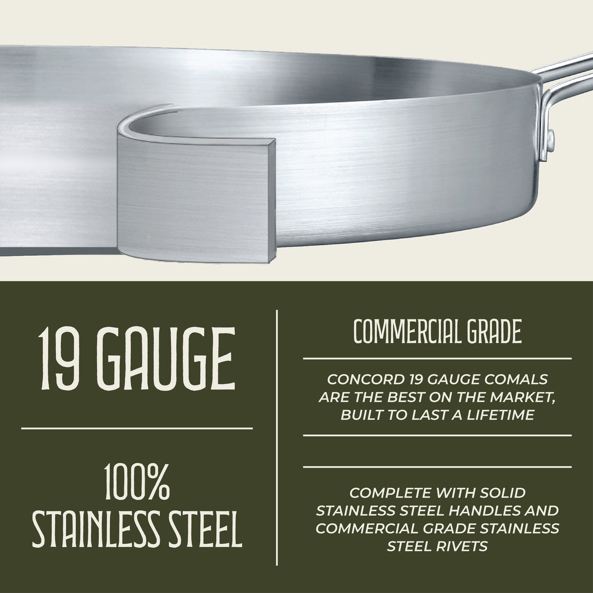 21.25" Stainless Steel Convexed Comal
