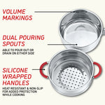 Stainless Steel SIMPLE POUR Saucepan with Steamer Tier