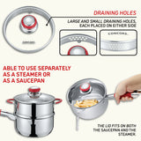 Simple Pour Stainless Steel Saucepan with Steamer Tier