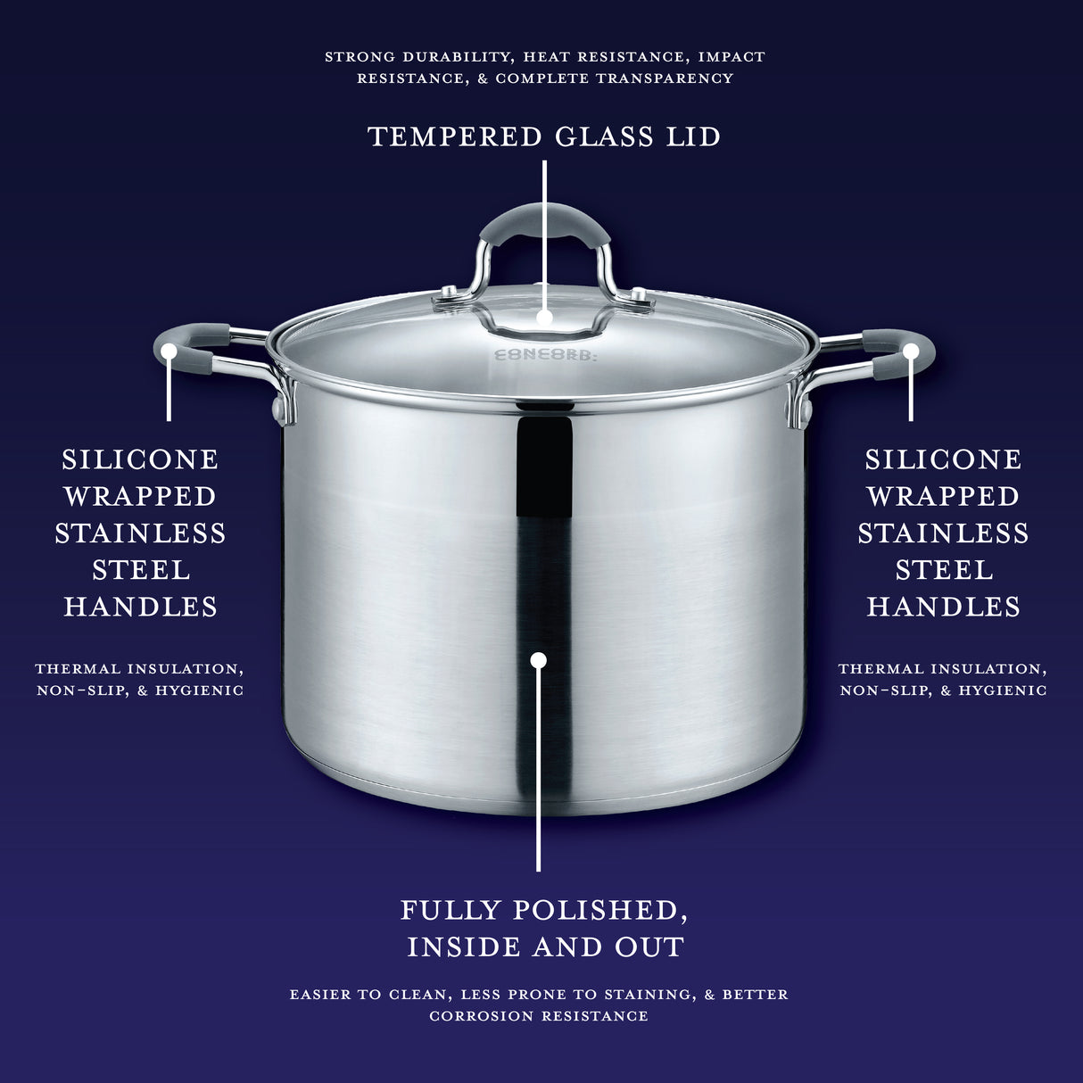 Stainless Steel Stock Pot with Glass Lid