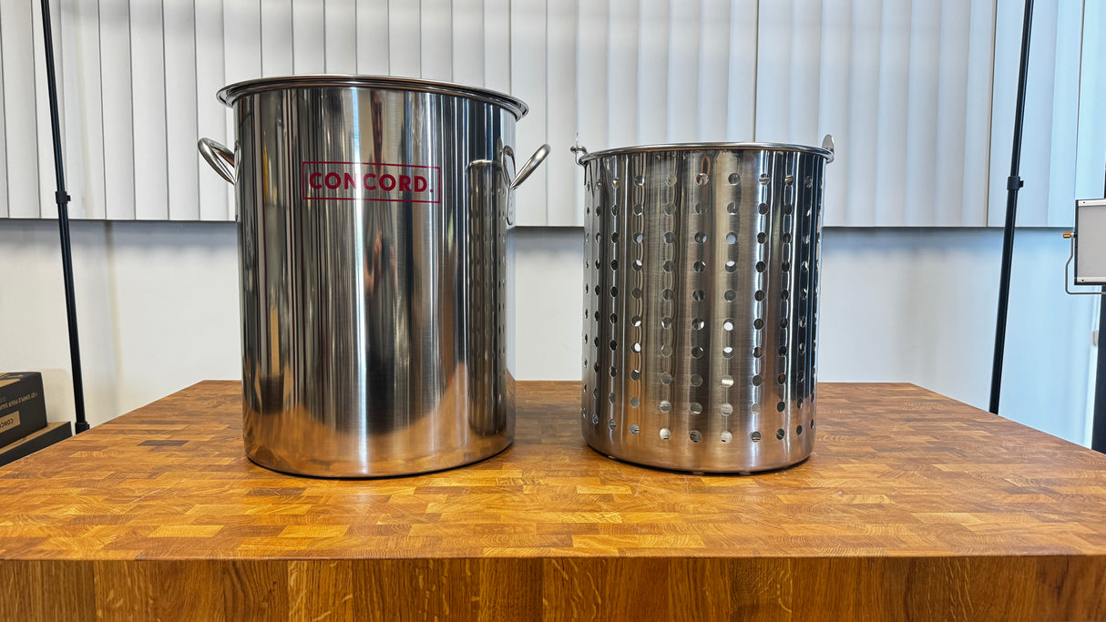 Sold As-Is: E-Series Stainless Steel Stock Pot with Basket (36QT) - Damaged