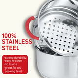 Simple Pour Stainless Steel Saucepan with Steamer Tier