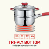 Simple Pour Stainless Steel Saucepan with Steamer Tier