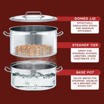 Stainless Steel Stock Pot Steamer and Braiser Combo