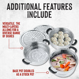 3 Tier Premium Stainless Steel Steamer Set (32 CM)