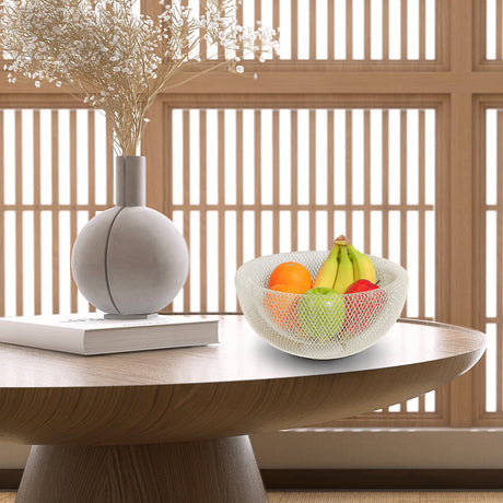 Concord Kyoto Series fruit basket Bone white basket on display on a coffee table in a japanese setting