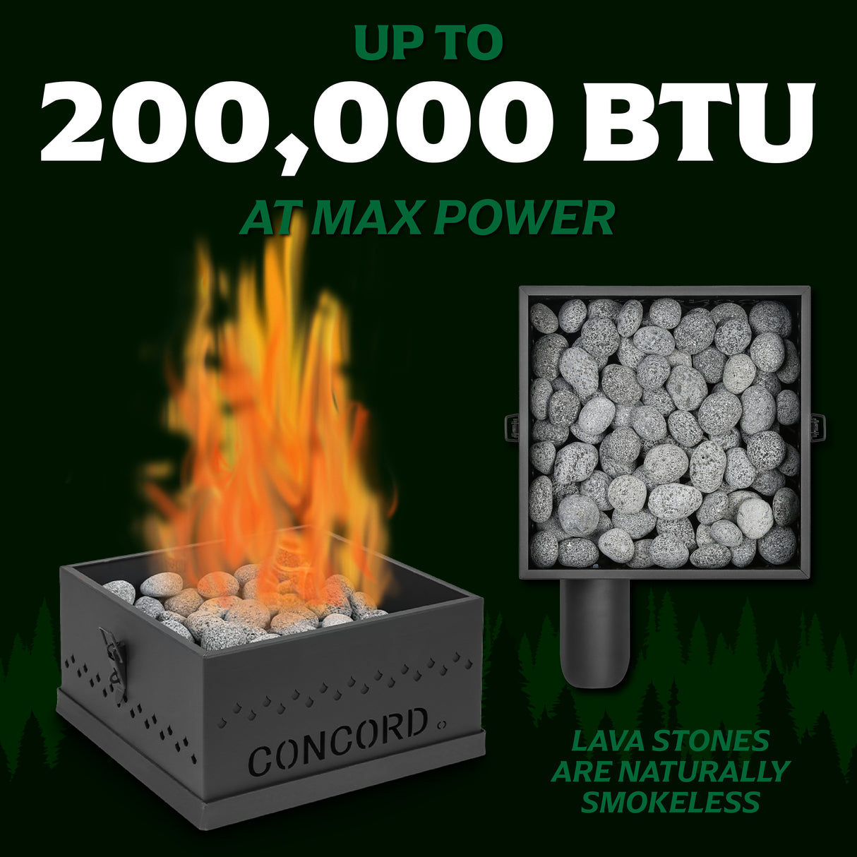 Dragon's Breath portable outdoor fire pit max BTU 