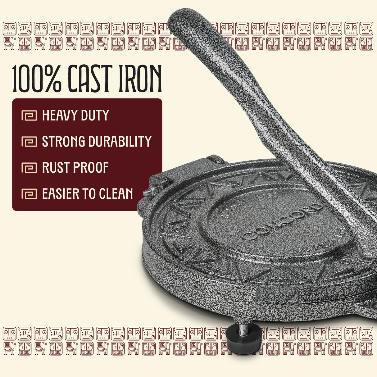 Concord tortilla press cast iron material information