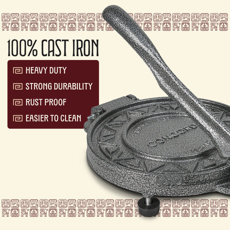 Concord tortilla press cast iron material information