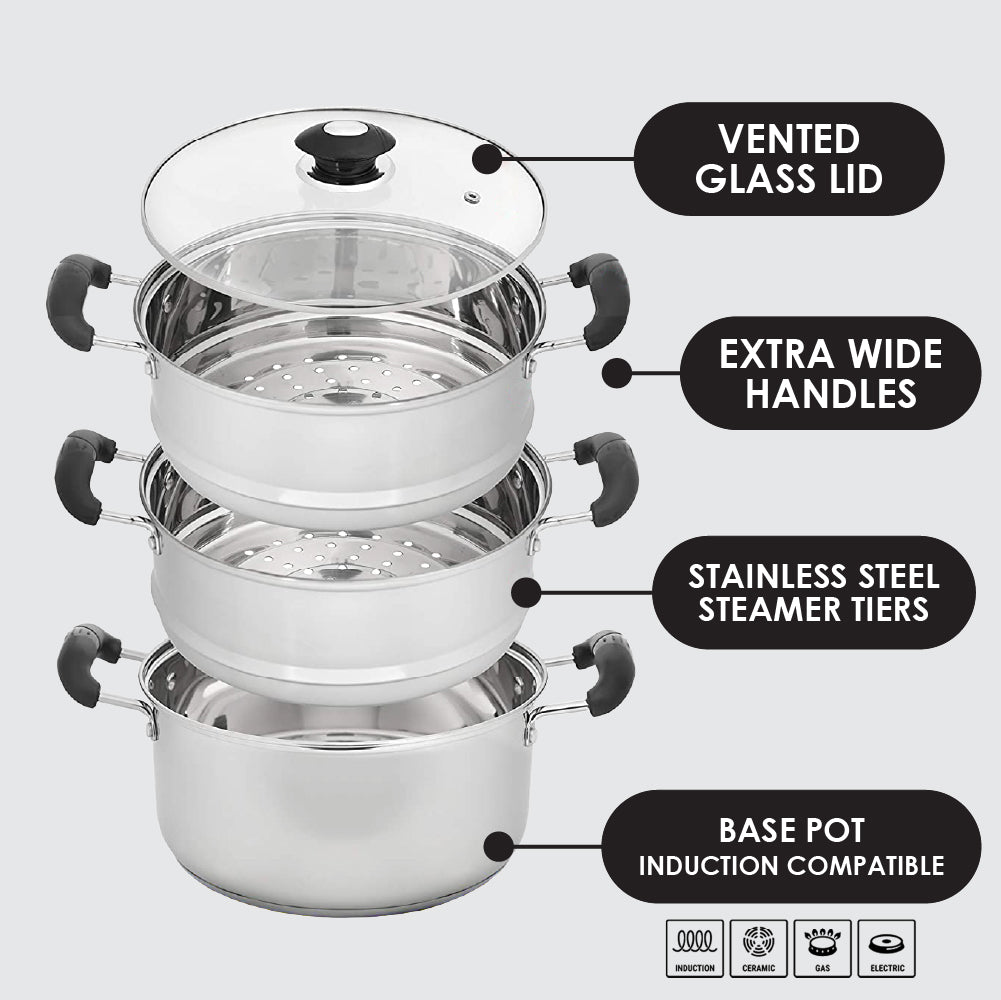 10" Stainless Steel 3 Tier Steamer