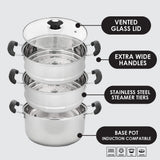 10" Stainless Steel 3 Tier Steamer