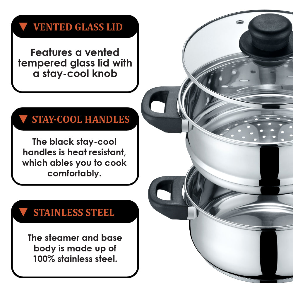3 Quart Stainless Steel 3 Piece Steamer