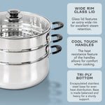 Stainless Steel 3 Tier Steamer Pot (30cm)