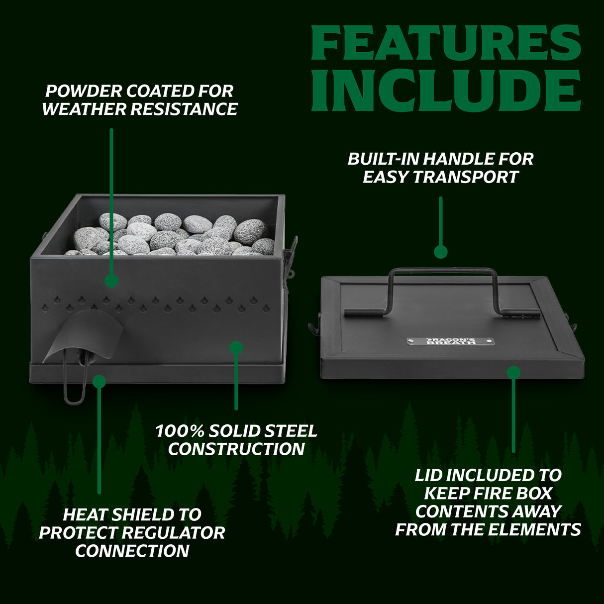 Dragon's Breath outdoor portable fire pit product features