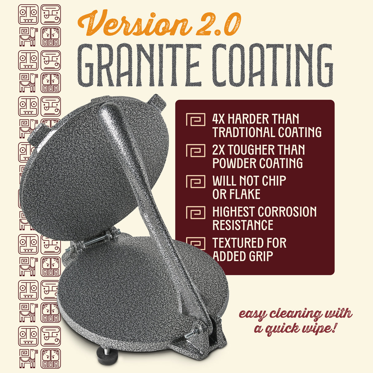 Concord tortilla press version 2.0 new granite coating