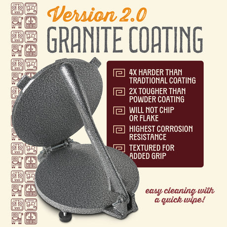 Concord tortilla press version 2.0 new granite coating