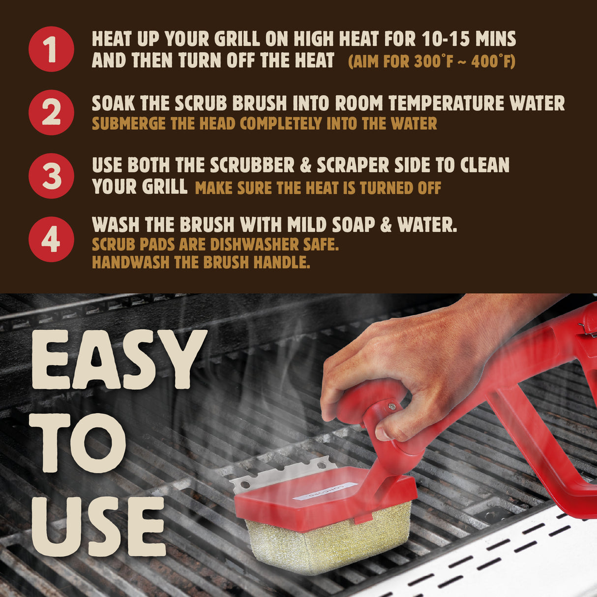 How the use the Concord Scrub Safe bristle free grill brush