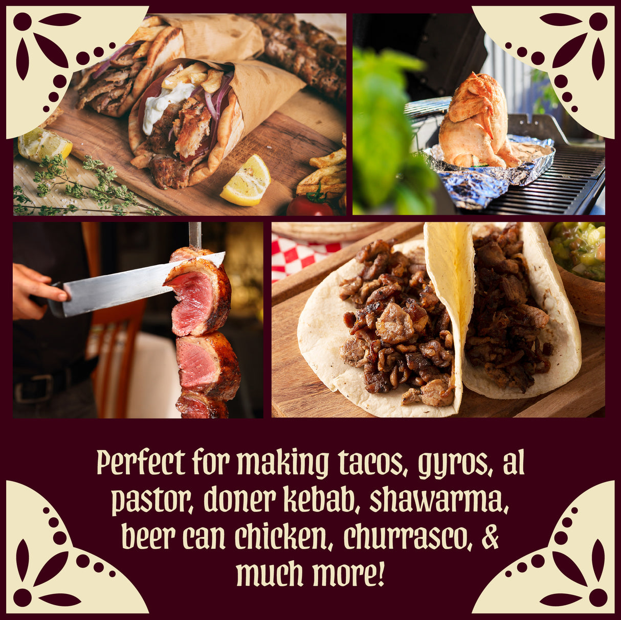 What food can be made with the Concord Al Pastor Vertical Skewer