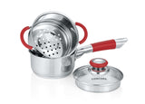 Simple Pour Stainless Steel Saucepan with Steamer Tier