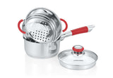 Simple Pour Stainless Steel Saucepan with Steamer Tier
