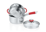 Simple Pour Stainless Steel Saucepan with Steamer Tier