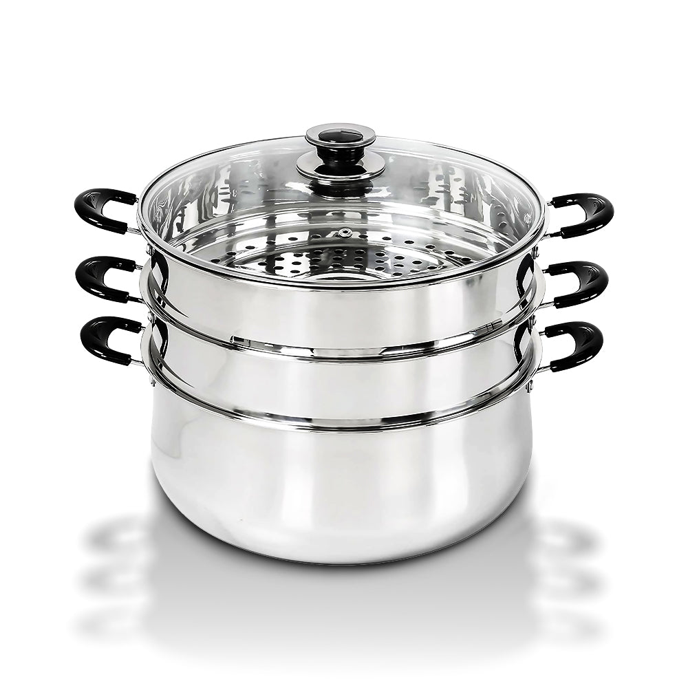 Stainless Steel 3 Tier Steamer Pot (30cm)