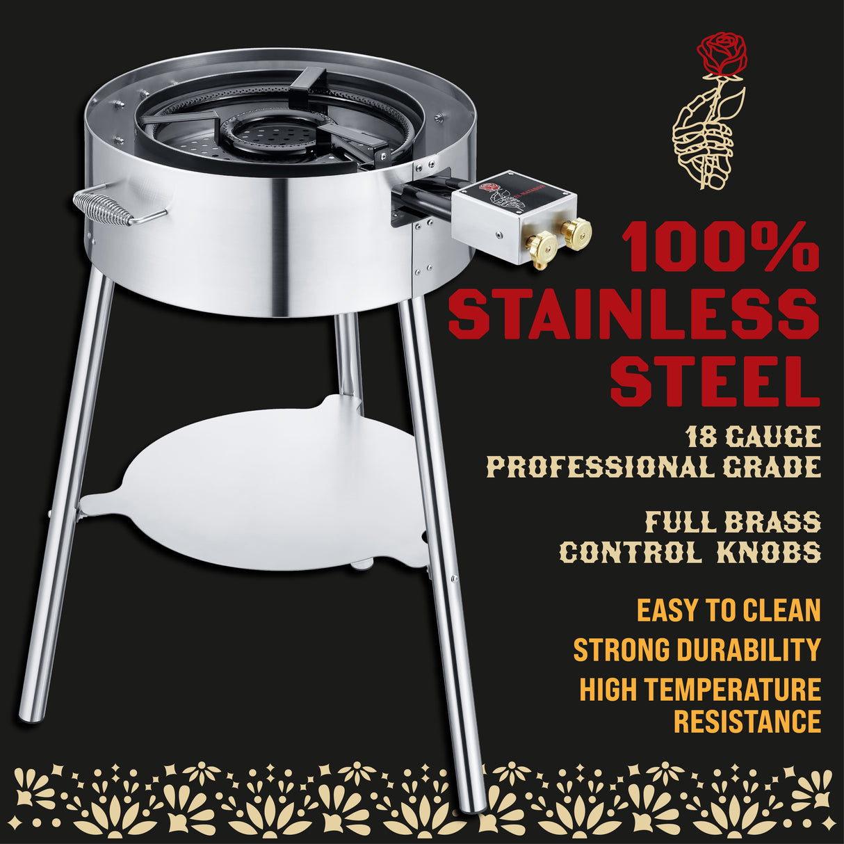 100% stainless steel El Matador Paella Stove