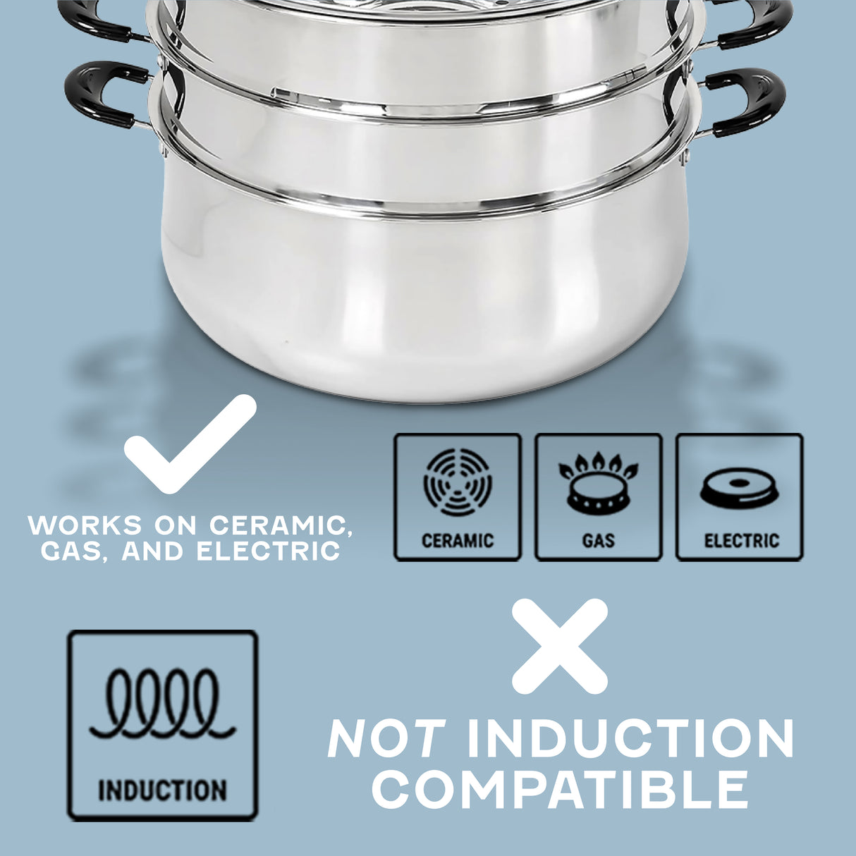 Stainless Steel 3 Tier Steamer Pot (30cm)