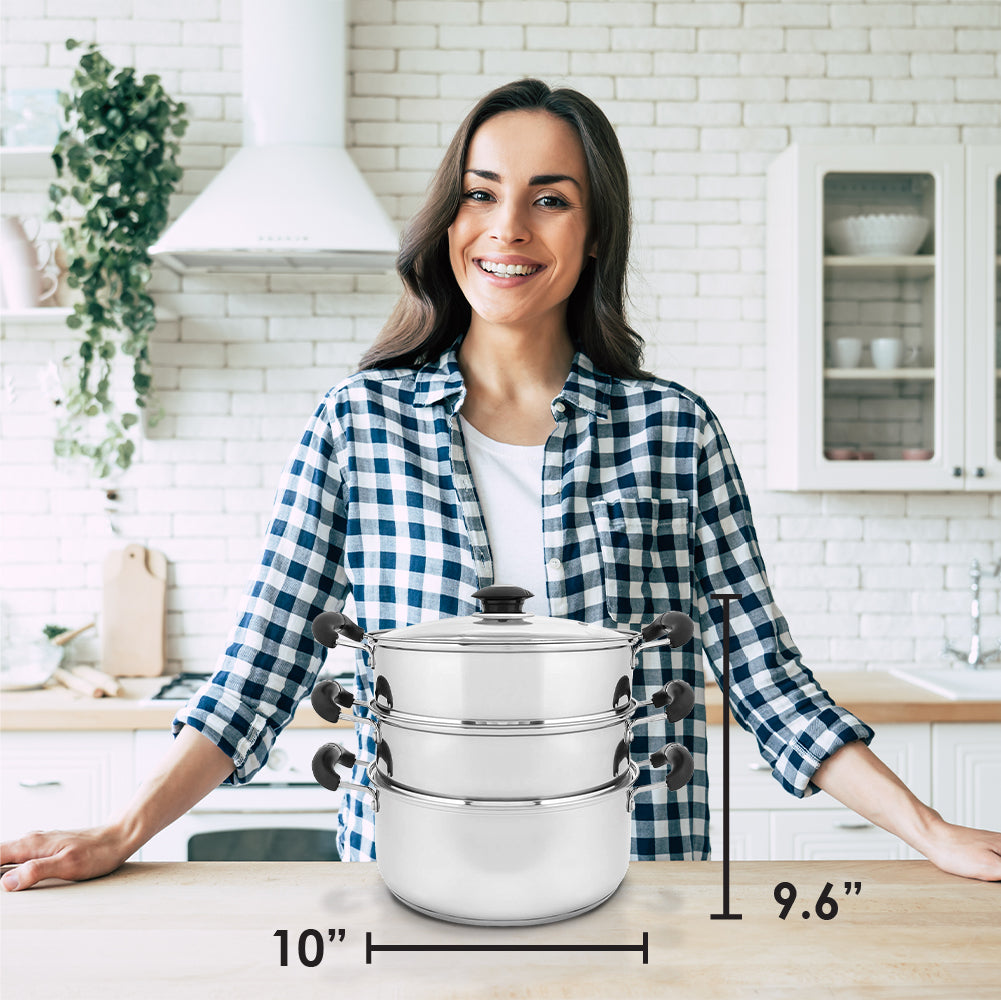 10" Stainless Steel 3 Tier Steamer