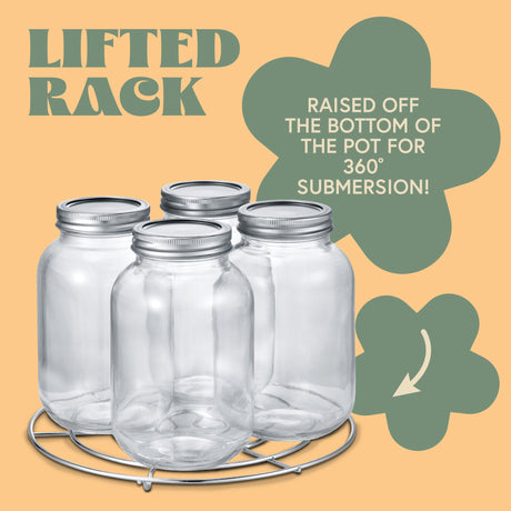 Can IT stainless steel lifted canning rack with included jars 