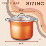 Concord Copperamic nonstick stock pot sizing information